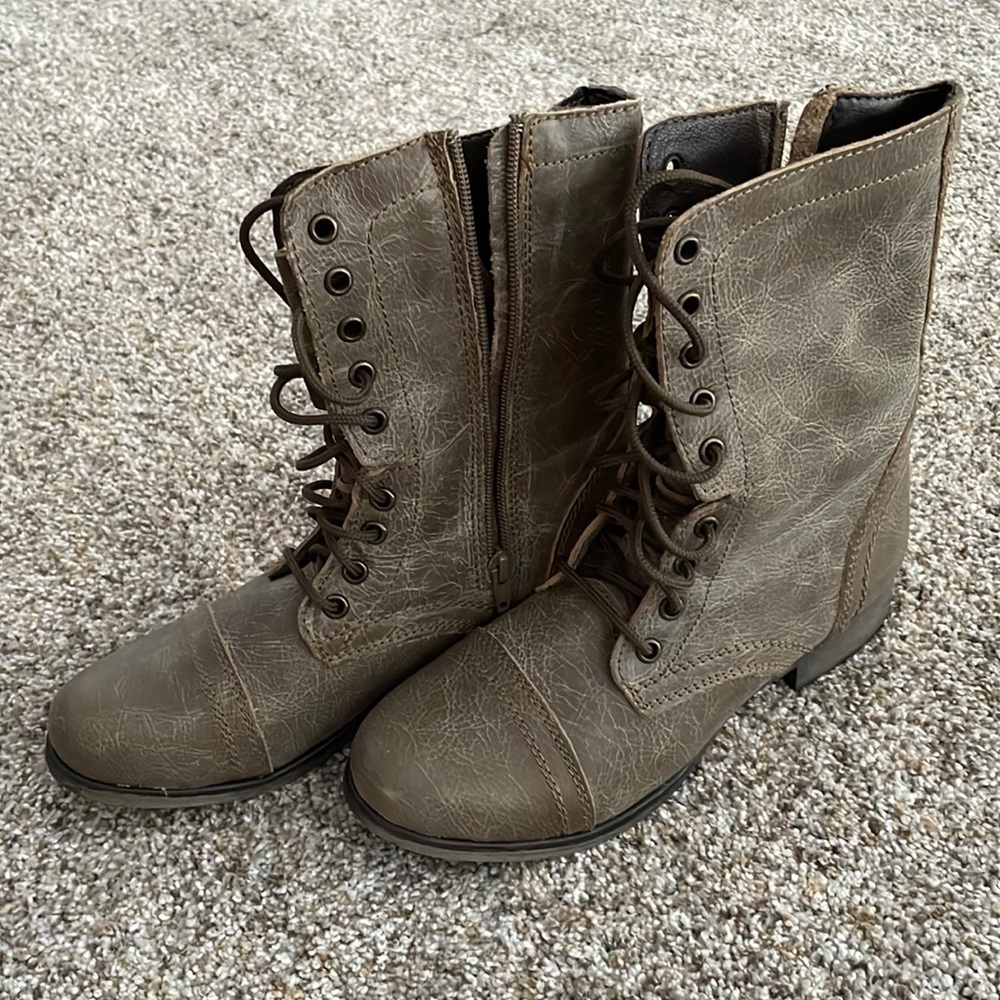 Grey Steve Madden Combat Boots